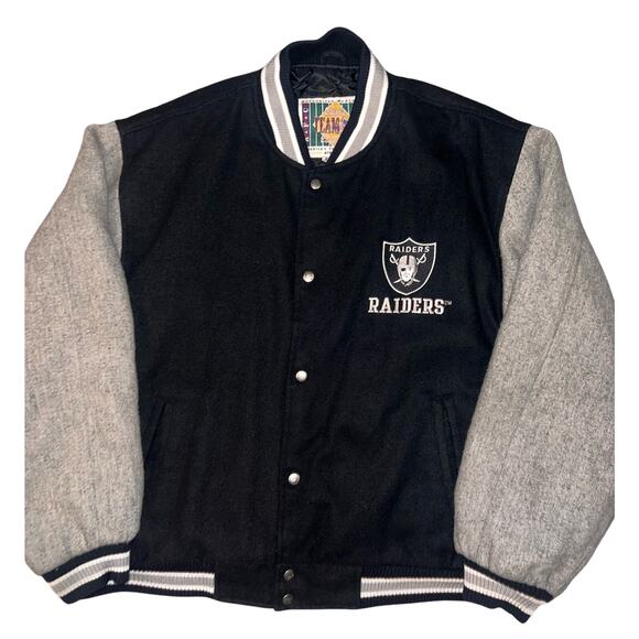 Vintage Oakland Raiders Varsity Wool Spellout Logo Athletic coat Men XL NFL - Picture 1 of 13